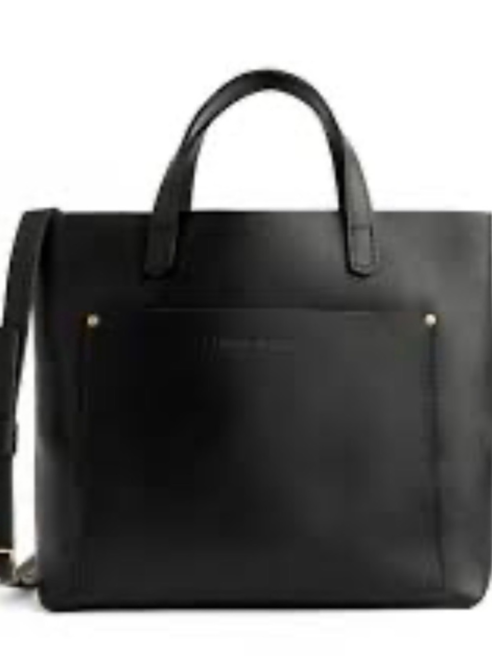 NEW Portland Leather Goods crossbody medium Black Leather Tote Bag Front Pocket